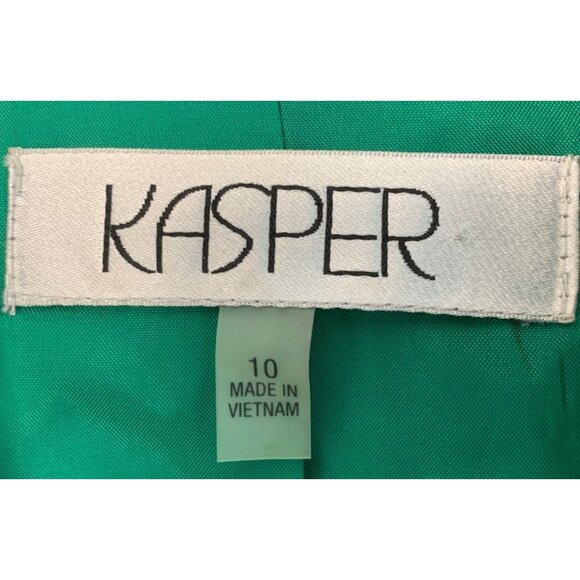 Kasper Women's Green Open-Front Blazer Jacket Size 10 Lined 3/4 Sleeve EUC 7210 - Picture 4 of 8